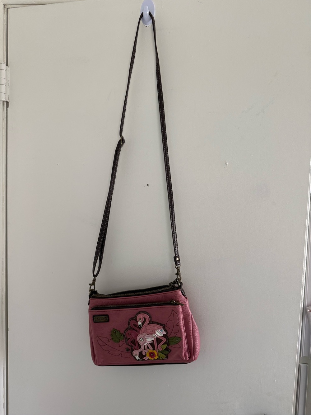 CHALA Pink Flamingo Deluxe Crossbody Bag Vegan Leather Whimsical Purse - Picture 4 of 10